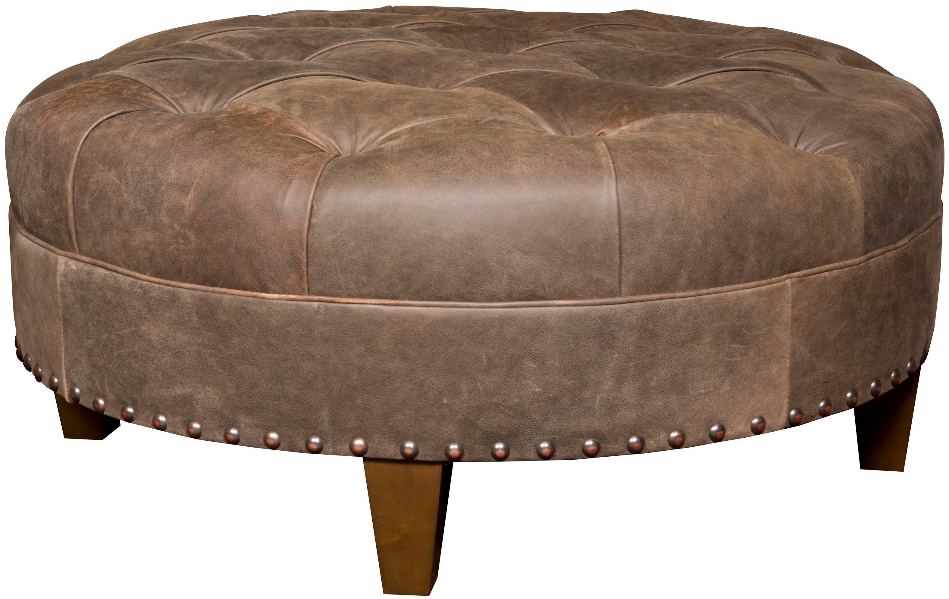 King Hickory Living Room Capital Circular Large Ottoman with Tufted Top